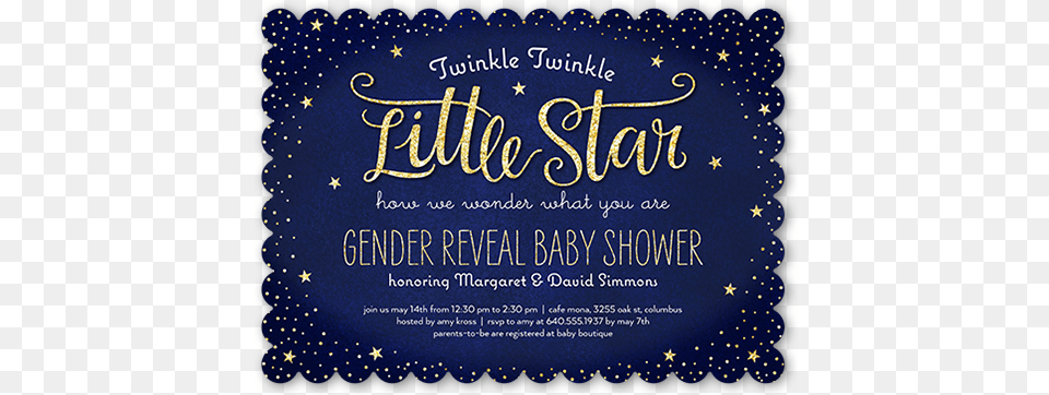Star Baby Shower Invitation With Gold Writing Gender Reveal, Advertisement, Poster, Text, Cream Free Png