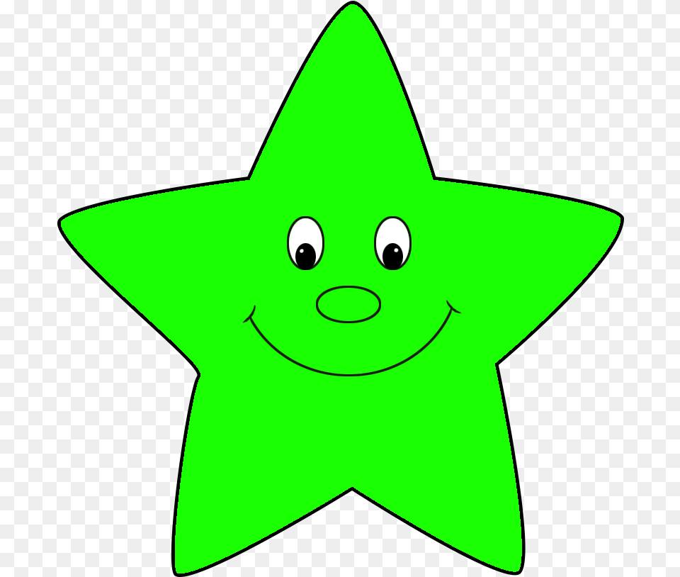 Star Clipart Green Smiley Face Star, Star Symbol, Symbol, Animal, Fish Png