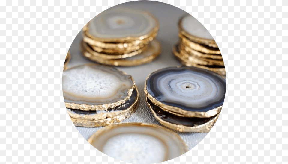 Star Decor Agate Gold Rim Coaster, Accessories, Jewelry, Gemstone, Photography Free Png Download