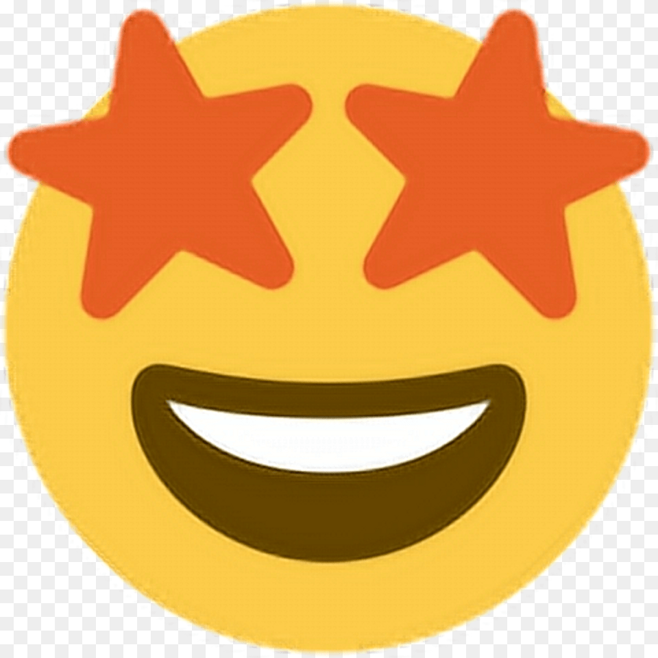 Star Eyes Orange Shape Starryeyed Emoji Emoticon Face Emoji Star Eyes, Symbol Png Image