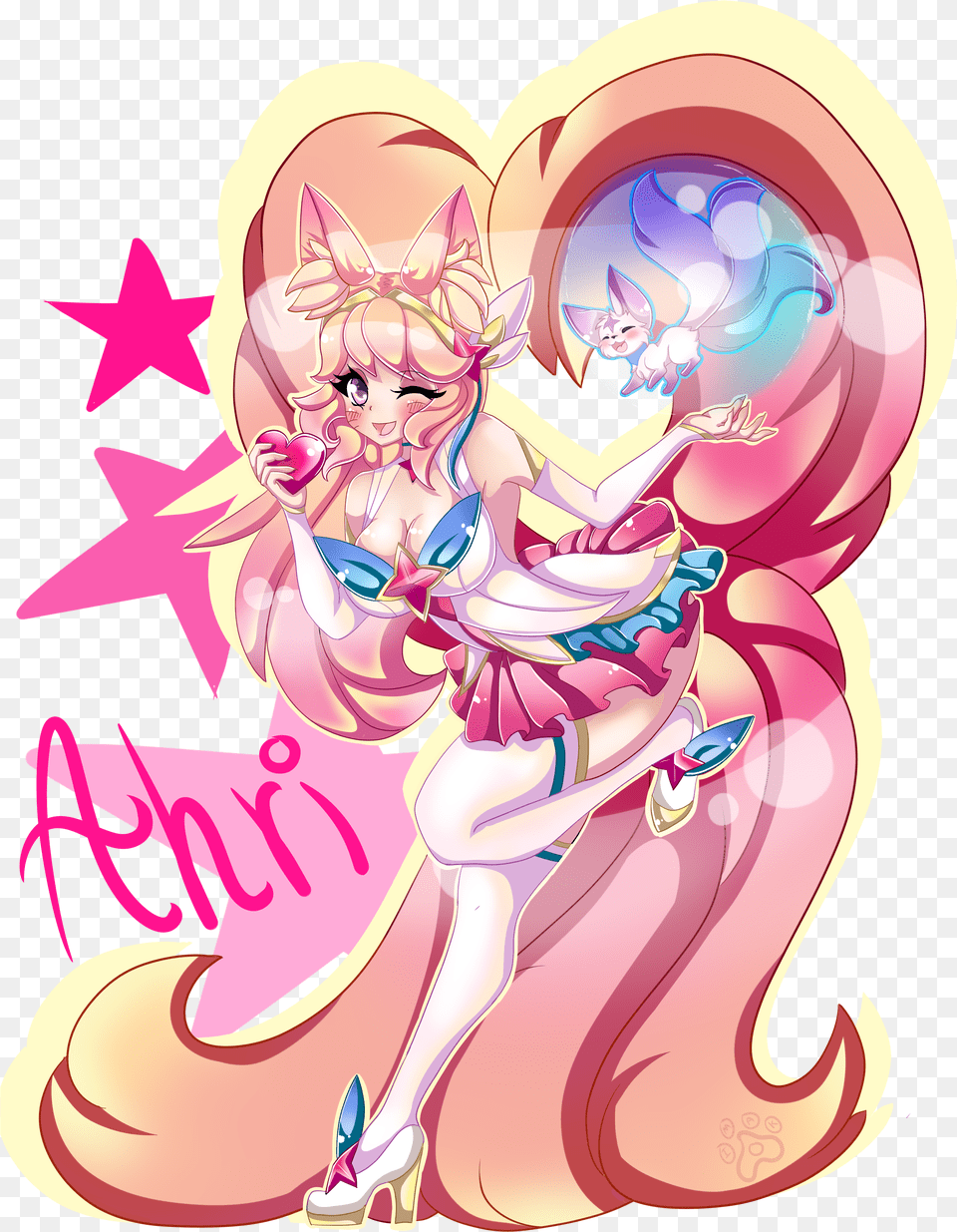 Star Guardian Ahri By Imako Chan Hd Wallpaper Background Fictional Character, Book, Comics, Publication, Face Free Transparent Png