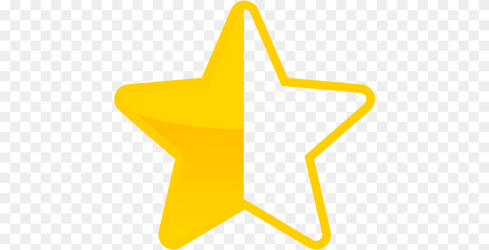 Star Half Yellow Icon And Svg Half Star Icon, Star Symbol, Symbol, Cross Free Png Download