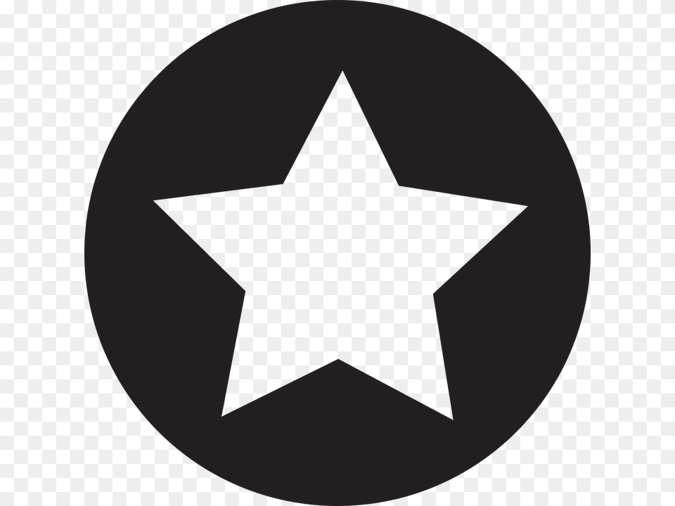 Star Icon Flat Black Emblem Favourite Rate Mark Down Arrow Icon, Star Symbol, Symbol, Disk Png