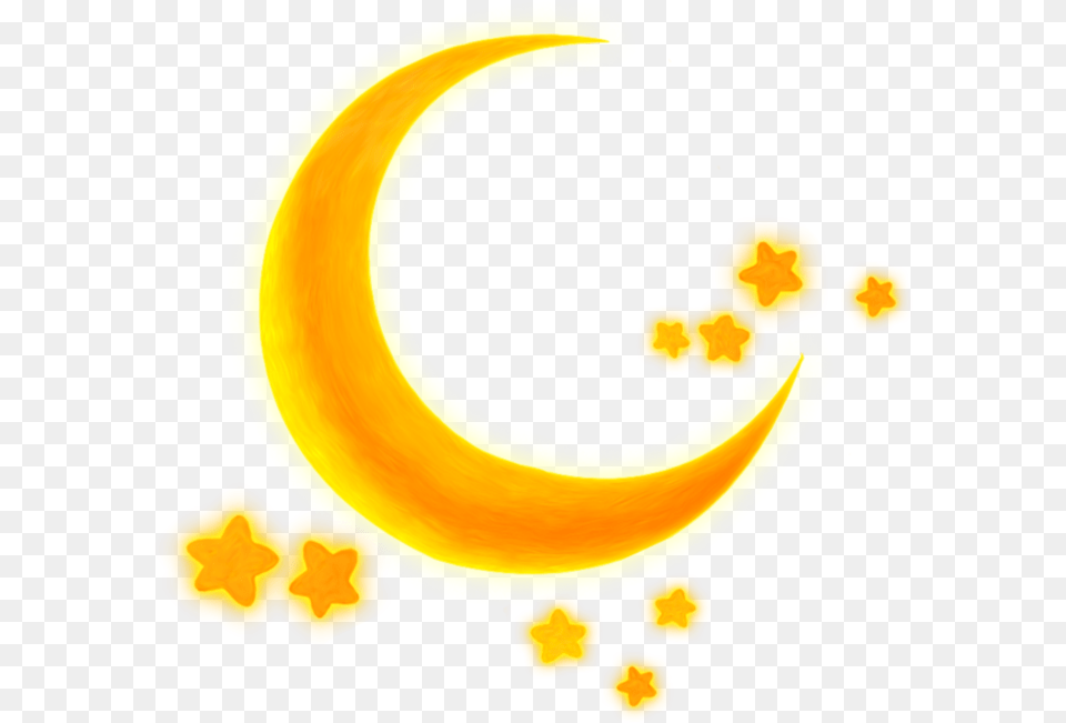 Star Moon Light Yellow Crescent Moon On, Nature, Night, Outdoors, Astronomy Free Png Download