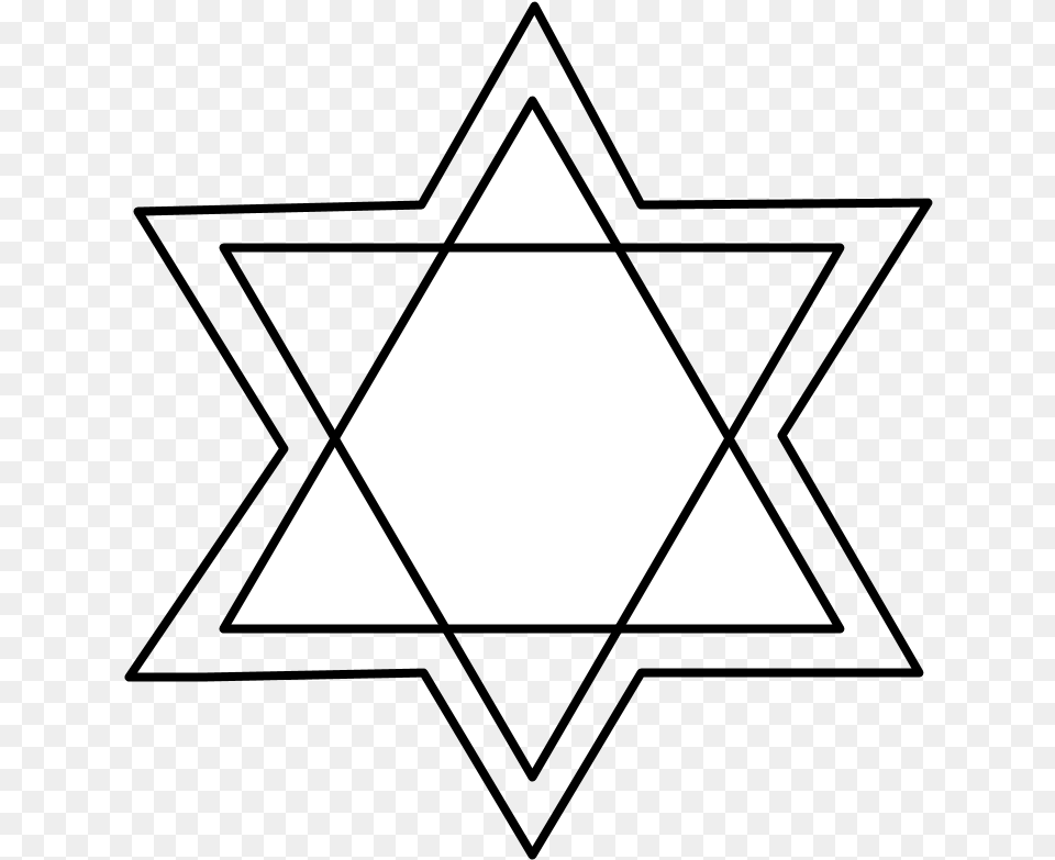 Star Of David Double Line Black And White Yellow Star Elie Wiesel, Triangle, Animal, Fish, Sea Life Free Png