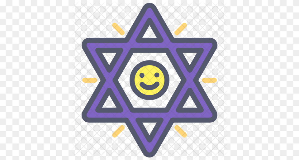 Star Of David Icon Colored Outline Four Major Religions Of The World, Symbol Png Image