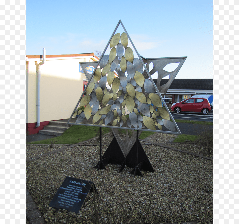 Star Of David Sculpture In The Garden Sculpture, Gravel, Triangle, Road, Slate Free Transparent Png