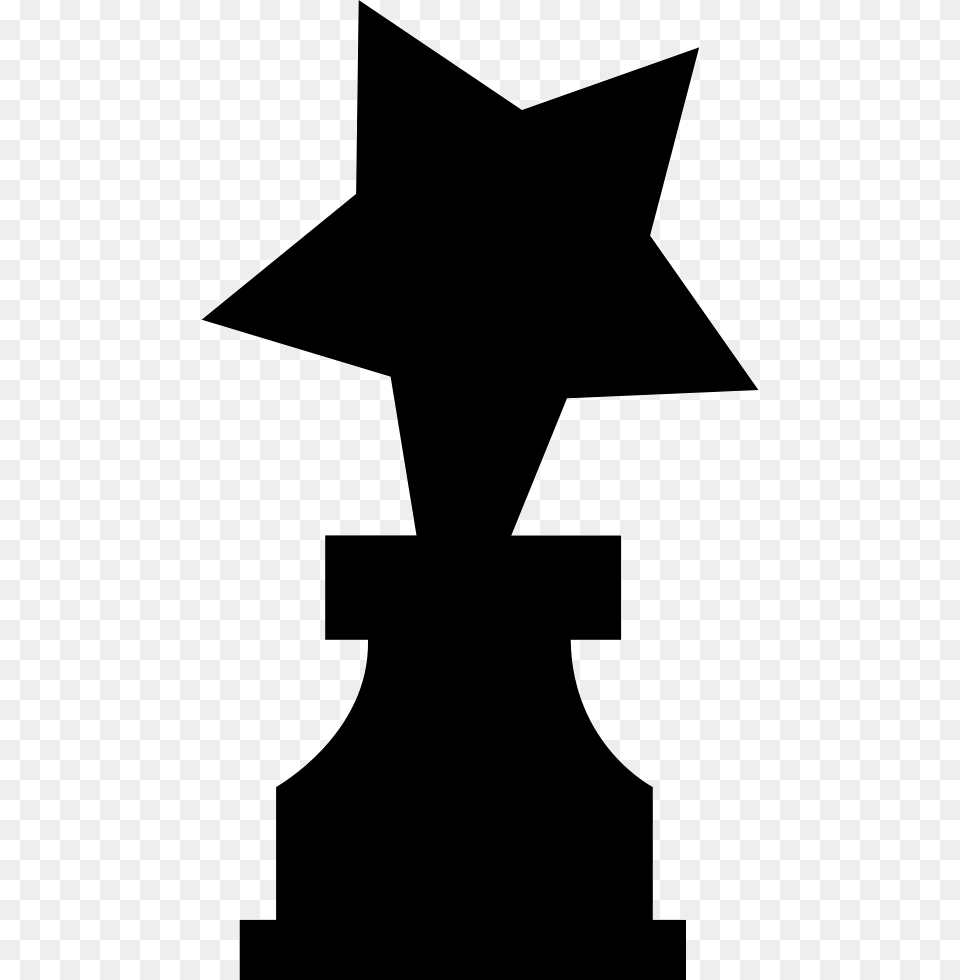 Star On A Award Trophy Silhouette, Symbol, People, Person Png Image