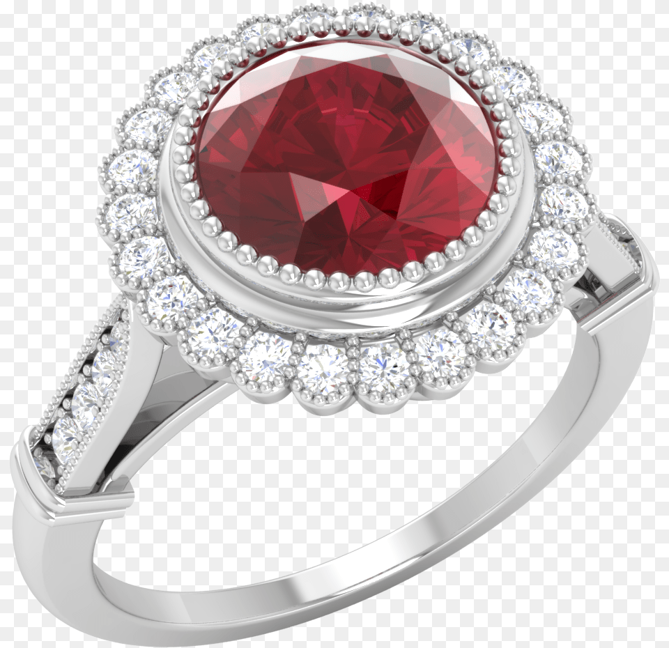 Star Ruby Stone Background Round Ruby Rings In 18k Yellow Goldvs Diamond Halo, Accessories, Jewelry, Ring, Gemstone Free Png