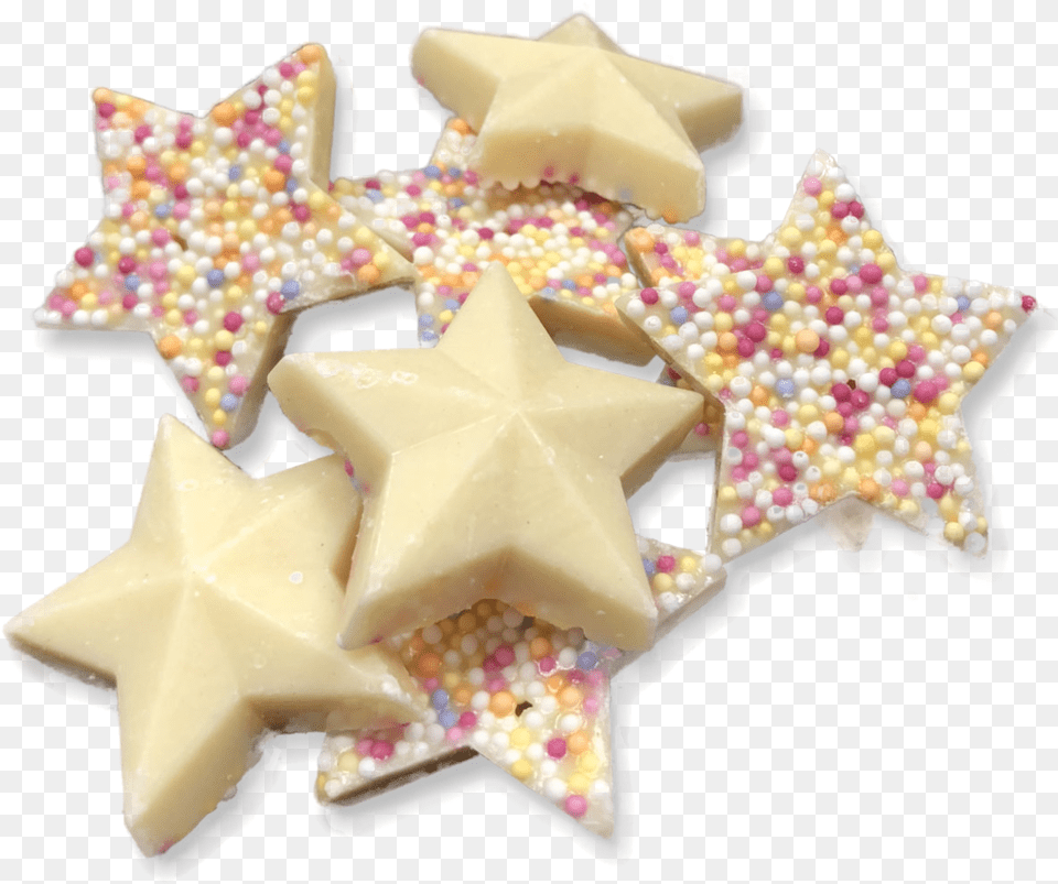 Star Shaped White Chocolate, Cream, Dessert, Food, Icing Free Png Download