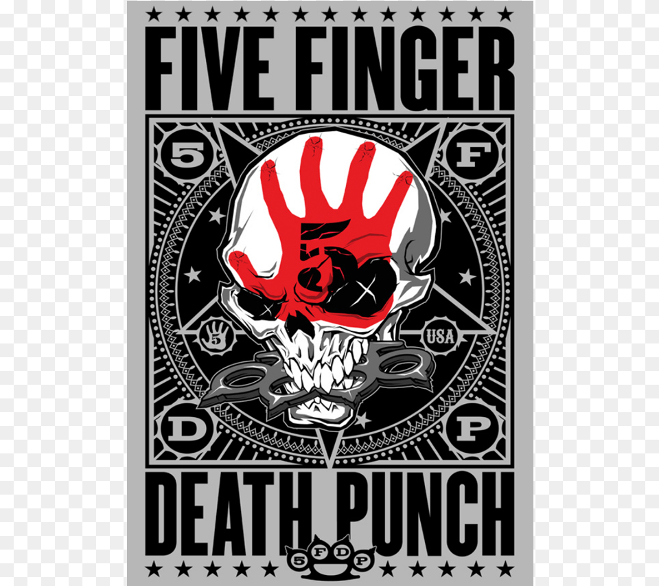 Star Skull Poster Five Finger Death Punch, Advertisement, Emblem, Symbol, Person Png Image