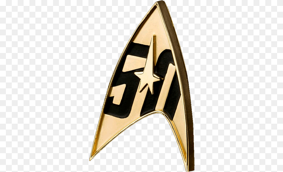 Star Trek 50th Anniversary Replica Badge Star Trek 50th Anniversary Magnetic Badge, Logo, Symbol, Gun, Weapon Free Png Download
