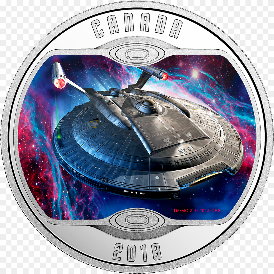 Star Trek Enterprise Nx 01 Pure Silver Glowinthedark Colored Coin 2018 Star Enterprise, Disk, Dvd Png
