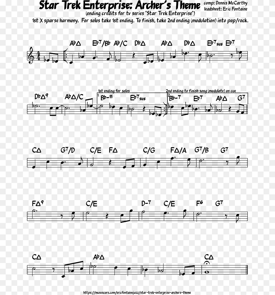 Star Trek Enterprise Sheet Music, Gray Free Png Download