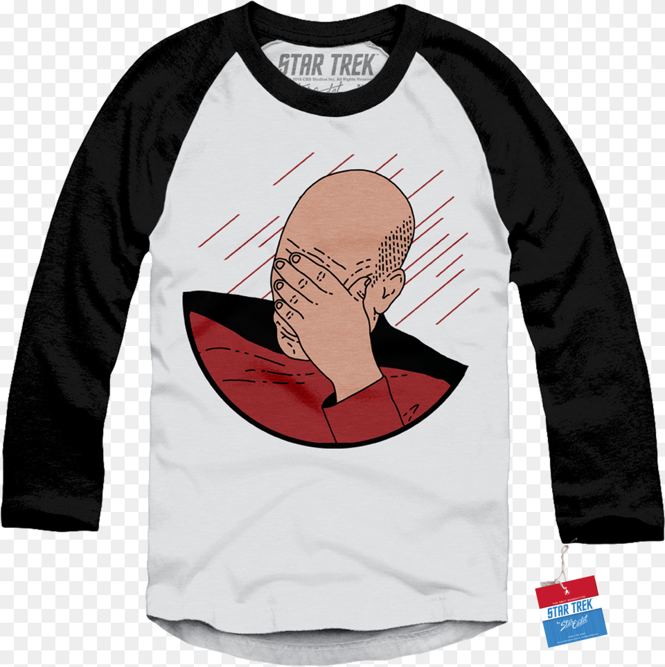 Star Trek Face Palm Baseball Tee, Clothing, Long Sleeve, Sleeve, T-shirt Png