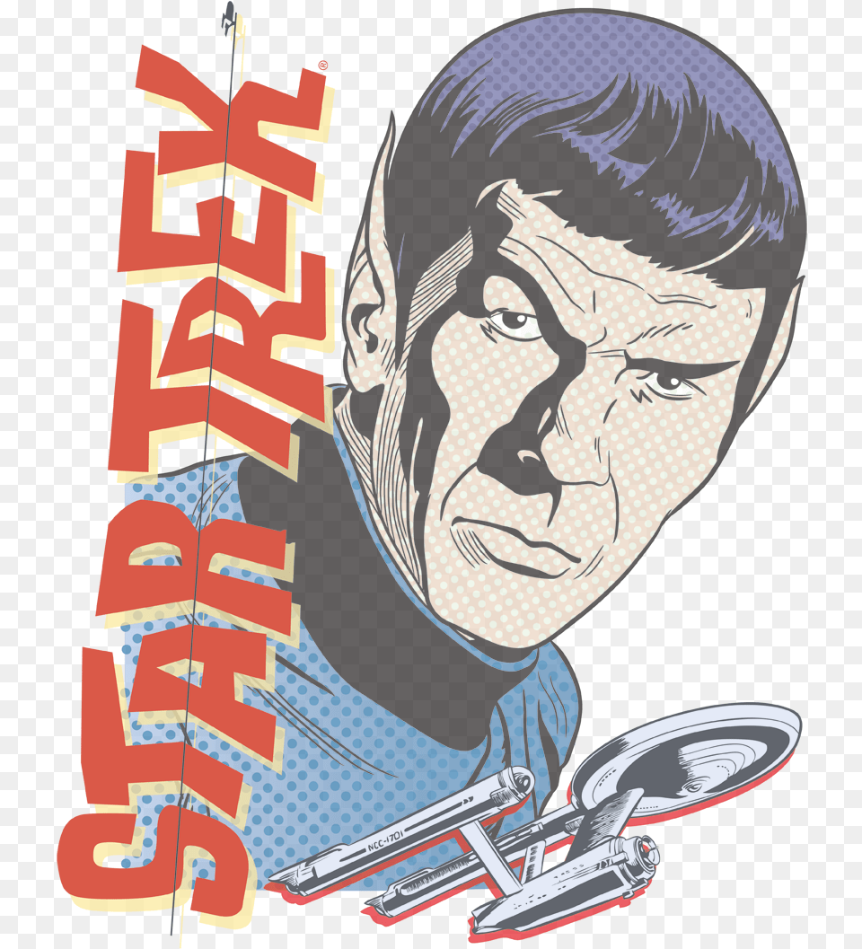 Star Trek Vintage Spock Men39s Regular Fit T Shirt Spock T Shirt, Book, Comics, Publication, Face Free Transparent Png
