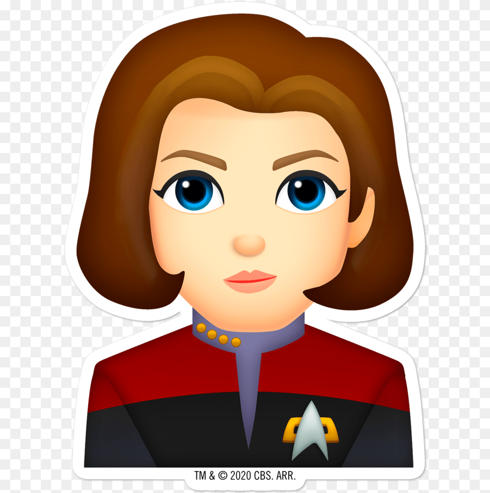 Star Trek Voyager Janeway Emoji Die Cut Sticker Star Trek Emoji, Baby, Face, Head, Person Free Transparent Png