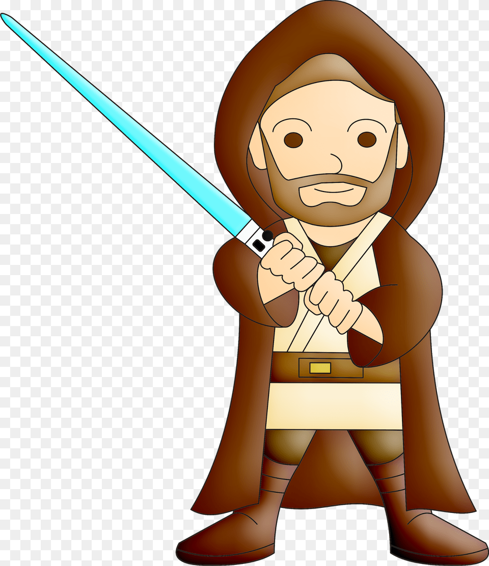 Star Wars Baby Clipart Clip Royalty Download Star Obi Wan Kenobi Clipart, Sword, Weapon, Person, Face Png