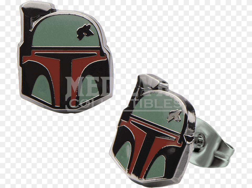 Star Wars Boba Fett Enamel Stud Earrings Boba Fett, Helmet, Crash Helmet, American Football, Football Free Transparent Png