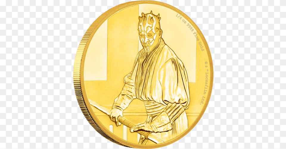 Star Wars Classic Darth Maul 14oz Gold Coin Star Wars Gold Coin, Adult, Male, Man, Person Png Image