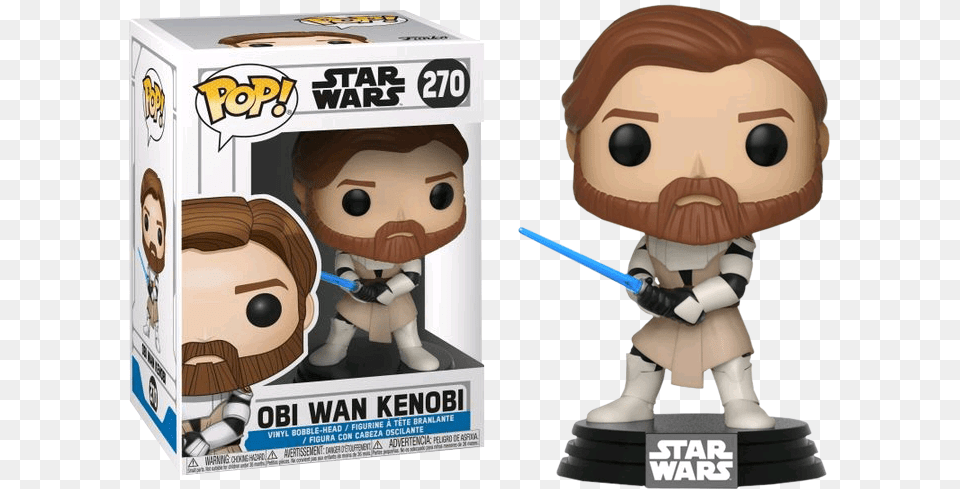 Star Wars Clone Wars Funko Pop Obi Wan Kenobi, Baby, Person, Plush, Toy Png