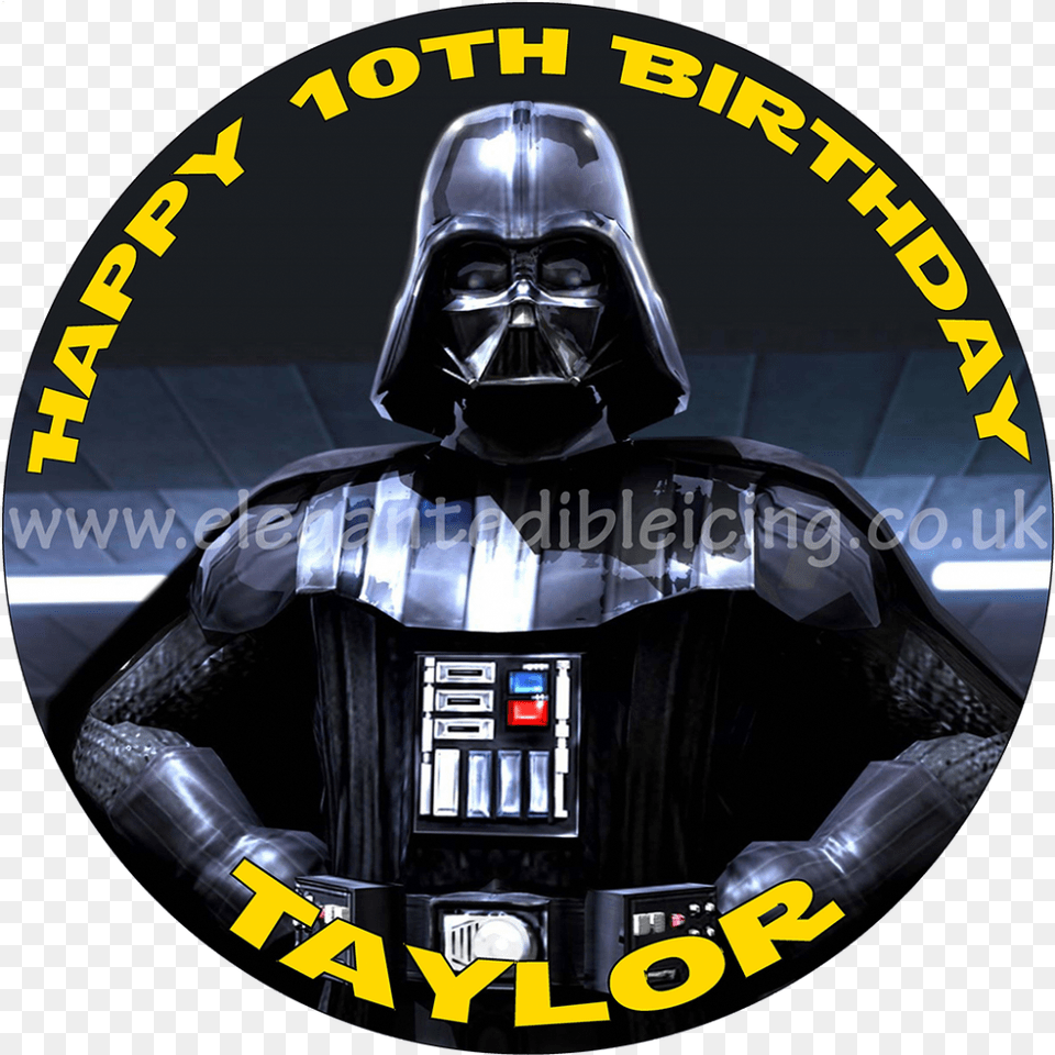 Star Wars Darth Vader Edible Round Birthday Cake Topper Darth Vader, Helmet, Batman, Adult, Male Png Image