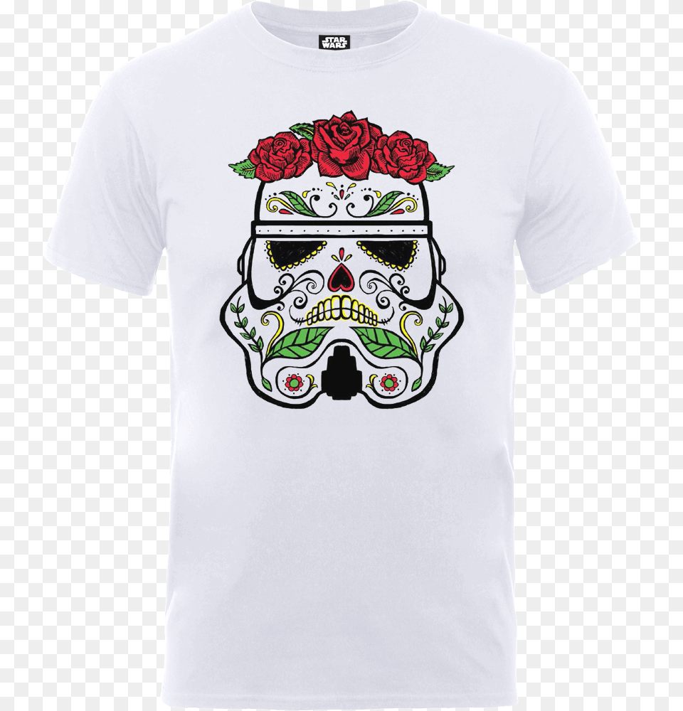 Star Wars Day Of The Dead Stormtrooper T Shirt Stormtrooper Sugar Skull, Clothing, T-shirt, Pattern, Flower Free Png Download