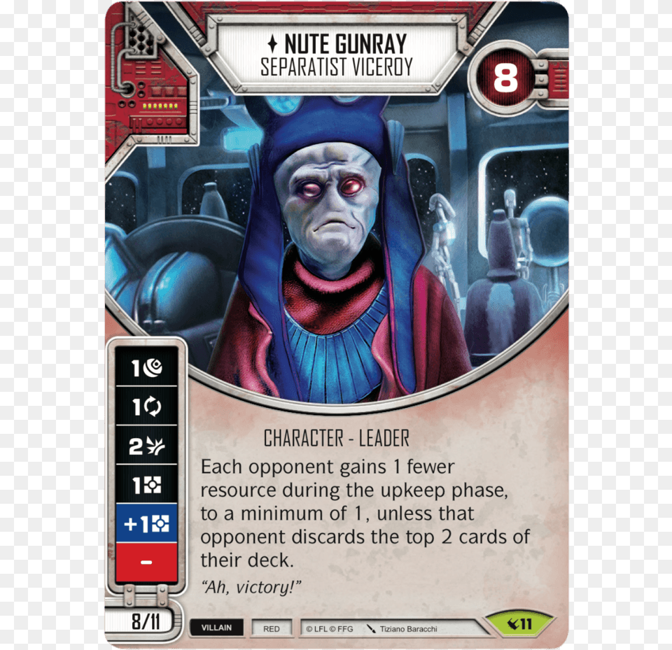 Star Wars Destiny Nute Gunray, Advertisement, Poster, Person, Face Free Transparent Png