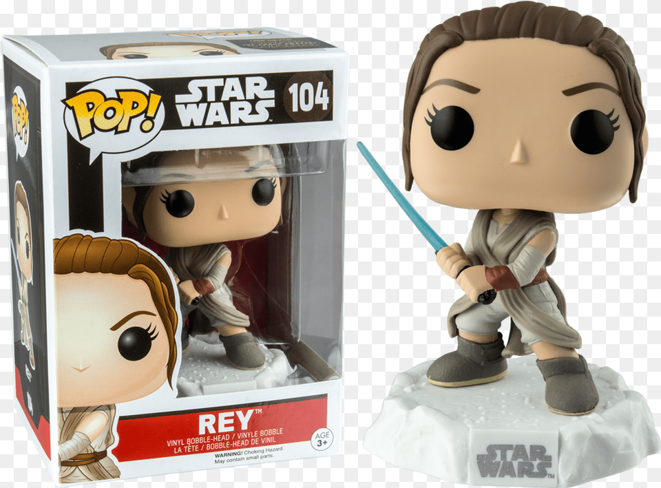 Star Wars Funko Pop Rey Lightsaber Rey Funko Pop The Force Awakens, Figurine, Toy, Baby, Face Png Image