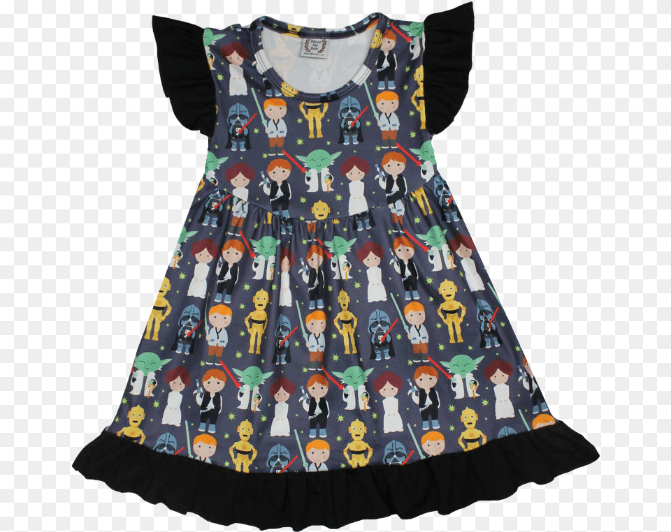 Star Wars Girls Boutique Dress With Leia Darth Vader Yoda Day Dress, Clothing, Pattern, Person, Baby Png