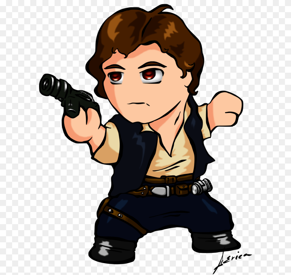 Star Wars Hans Solo Clipart Jpg Transparent Chibi Han Star Wars Han Solo Vector, Baby, Person, Head, Weapon Free Png