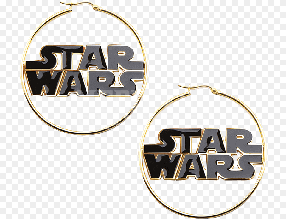 Star Wars Logo Gold Hoop Earrings Download Gold, Accessories, Earring, Jewelry, Text Free Transparent Png