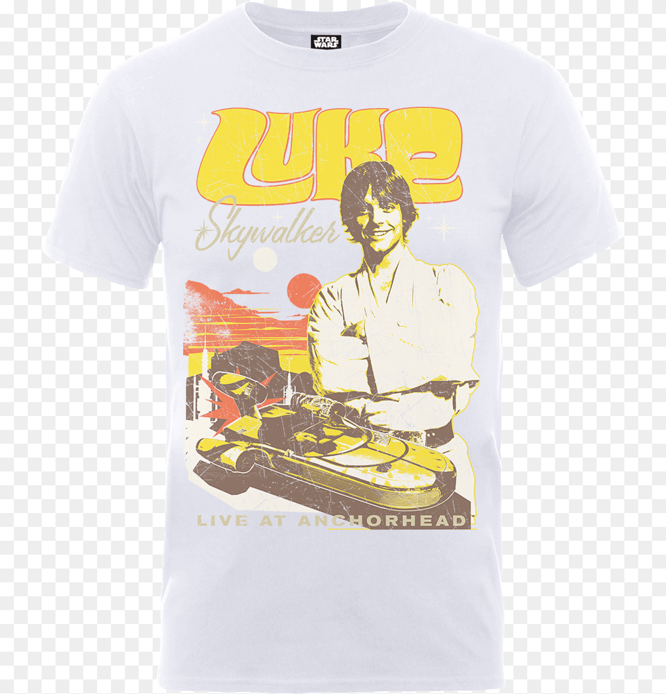 Star Wars Luke Skywalker Rock Poster T Shirt White Star Wars Poster Shirt, T-shirt, Clothing, Plant, Grass Free Png