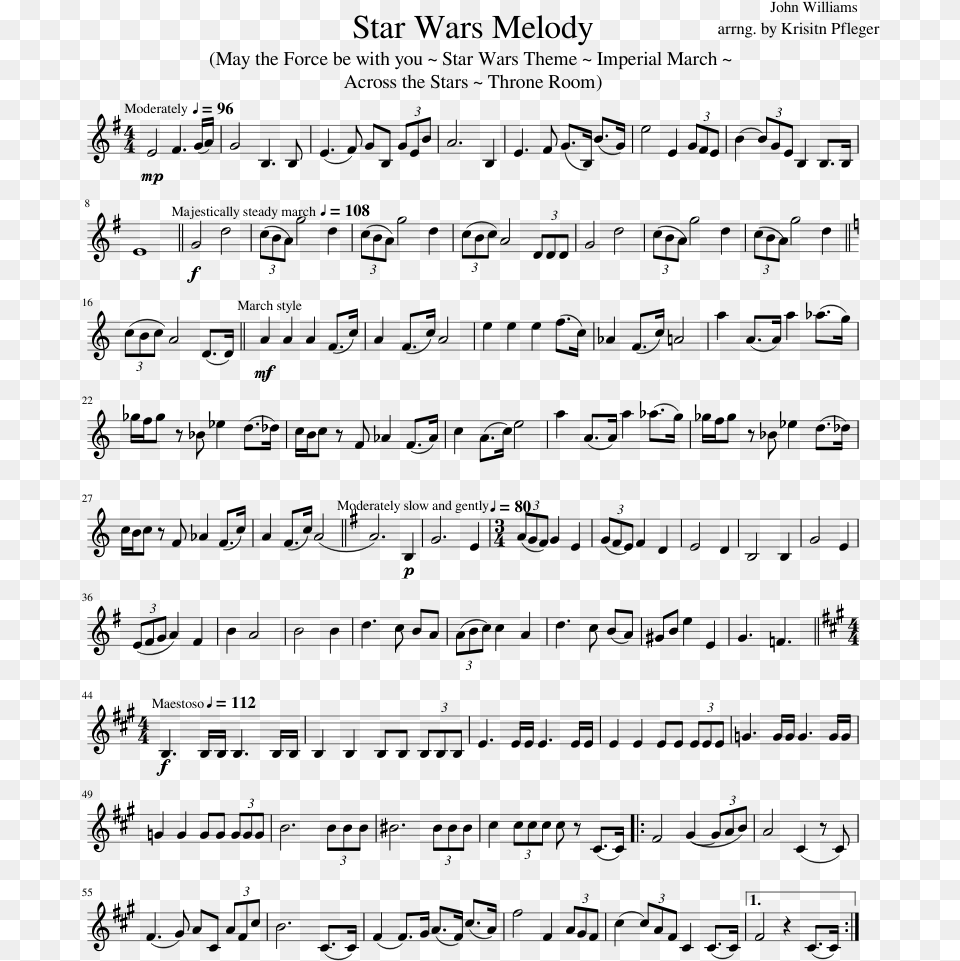 Star Wars Melody Sheet Music Composed By Arrng Take Me Home Country Roads Tenor Sax, Gray Free Transparent Png