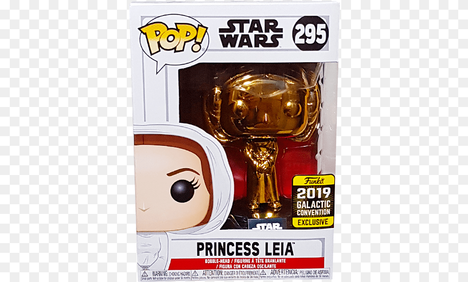 Star Wars Princess Leia Gold Chrome Swc 2019 Exclusive Pop Vinyl Figure Star Wars, Advertisement, Poster Free Transparent Png