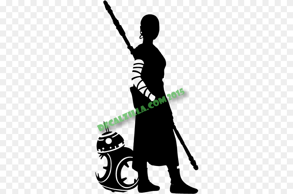 Star Wars Rey And Bb8 Clipart Rey Star Wars Silhouette, Green, Text, Dynamite, Weapon Free Png Download