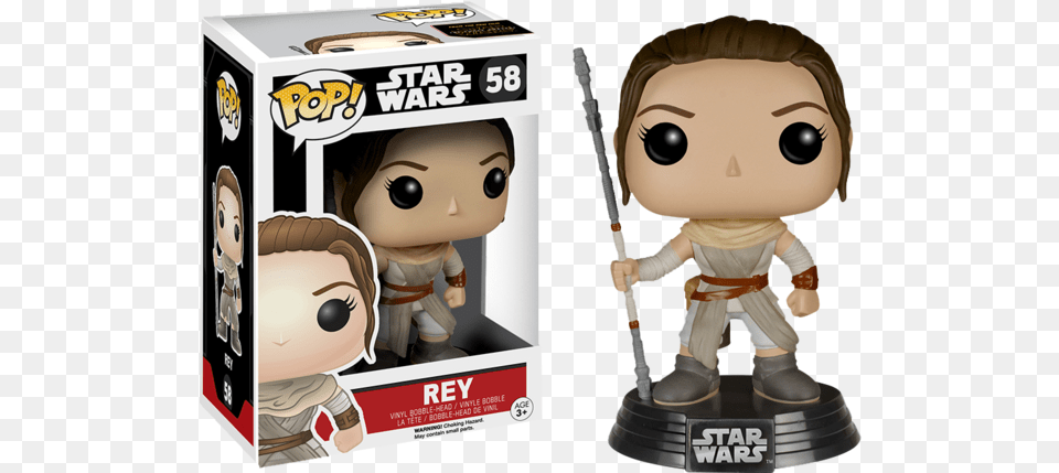 Star Wars Rey Episode Vii The Force Awakens Pop Vinyl Funko Pop Rey Star Wars, Baby, Person, Figurine, Face Png