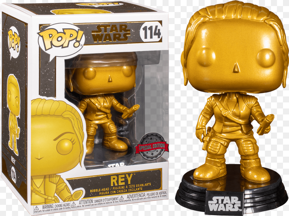 Star Wars Rey Metallic Gold Pop Vinyl Figure Star Wars Funko Pop Special Edition, Toy, Figurine, Baby, Person Png