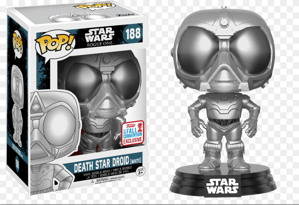 Star Wars Rogue One Death Star Droid White Chrome Nycc17 Pop Vinyl Figure Funko Pop Alien, Toy, Helmet, Robot, Baby Png