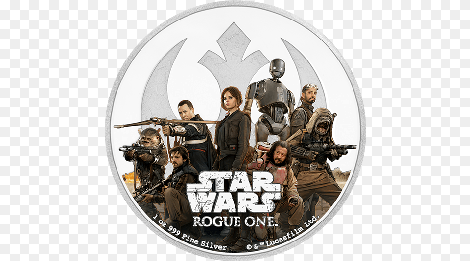 Star Wars Rogue One Rebellion 1 Oz Pure Silver Star Wars, Person, People, Adult, Man Free Png