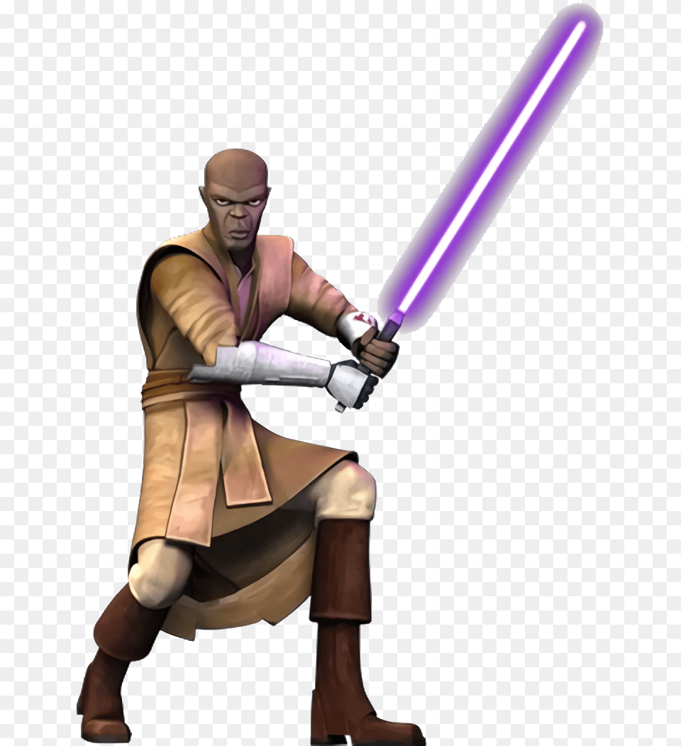 Star Wars Tcw Mace Windu, Adult, Sword, Person, Man Free Png Download