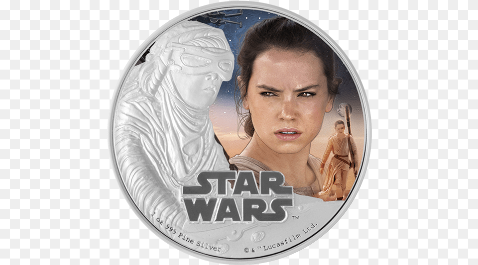 Star Wars The Force Awakens Rey 1 Oz Fine Silver Star Wars Rey Silver Coin, Adult, Person, Man, Male Free Png Download