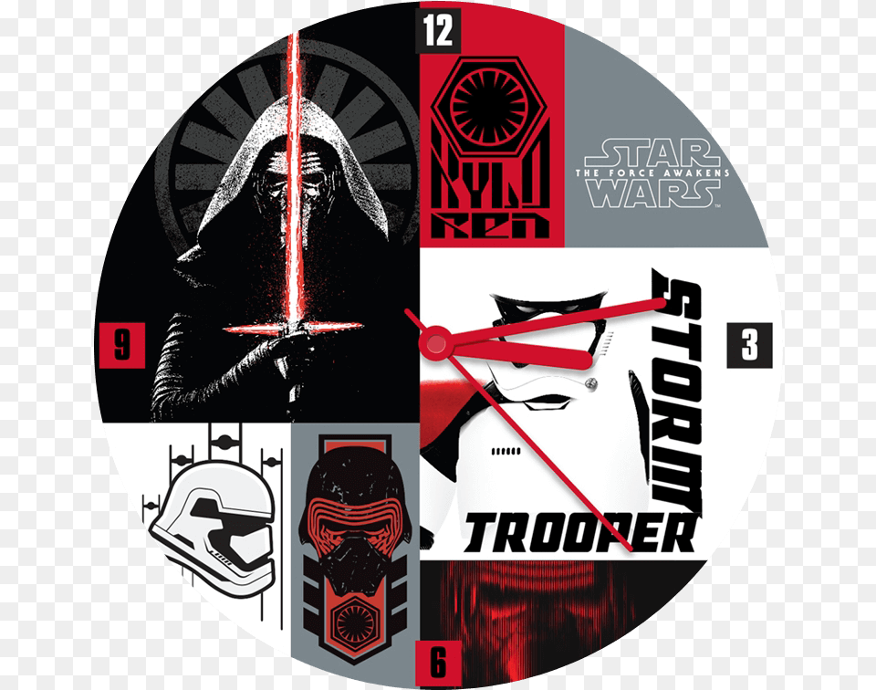 Star Wars The Force Awakens Wall Clock Graphic Design, Adult, Person, Male, Man Png Image