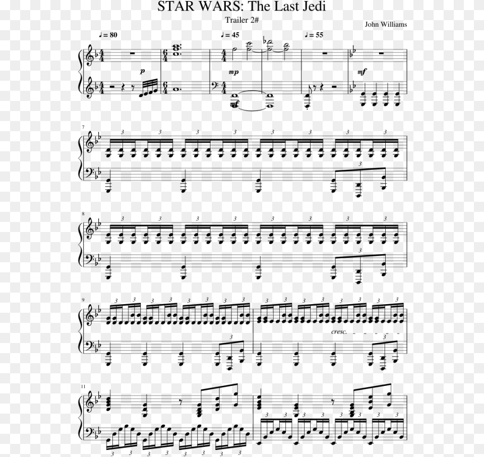 Star Wars The Last Jedi Sheet Music Piano Notes Pretty Girl Maggie Lindemann Notes, Gray Free Transparent Png