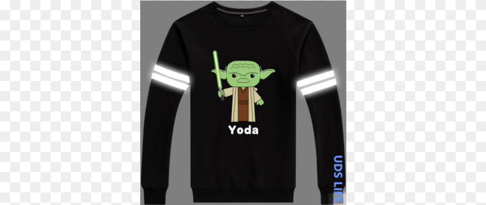 Star Wars Yoda Reflective Light Thick Sweatshirt, Clothing, Long Sleeve, Sleeve, T-shirt Free Png Download