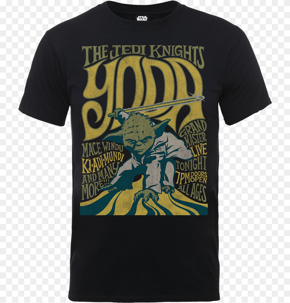 Star Wars Yoda The Jedi Knights T Shirt Black Fictional Character, Clothing, T-shirt Free Png