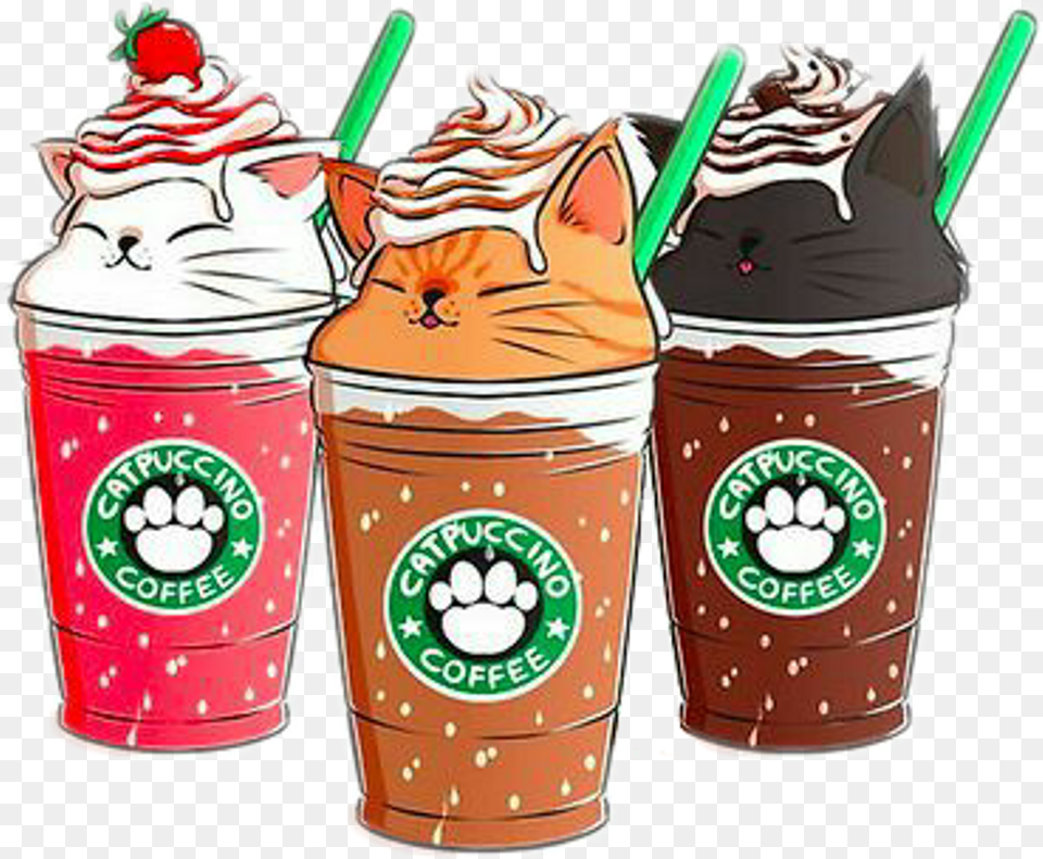 Starbucks Coffee Tumblr Kawaii Catpuccino, Beverage, Milk, Juice, Ice Cream Free Transparent Png