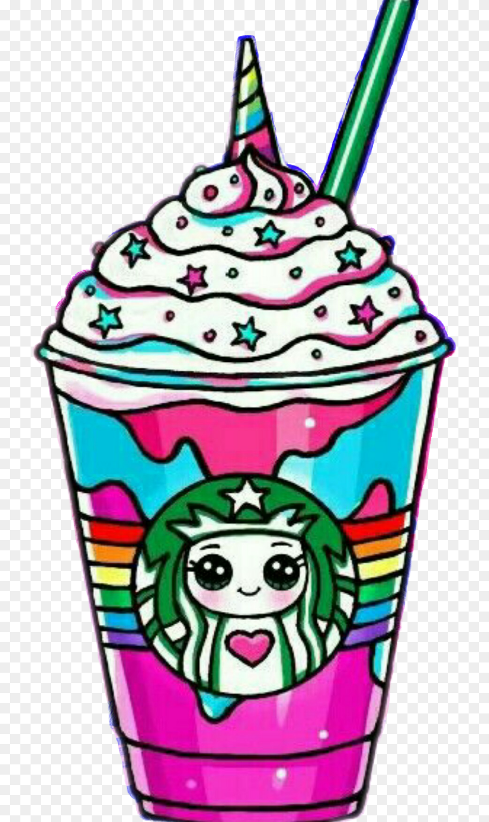 Starbucks Frappe Unicornio Unicorns Arcoiris No, Ice Cream, Cream, Dessert, Food Free Png