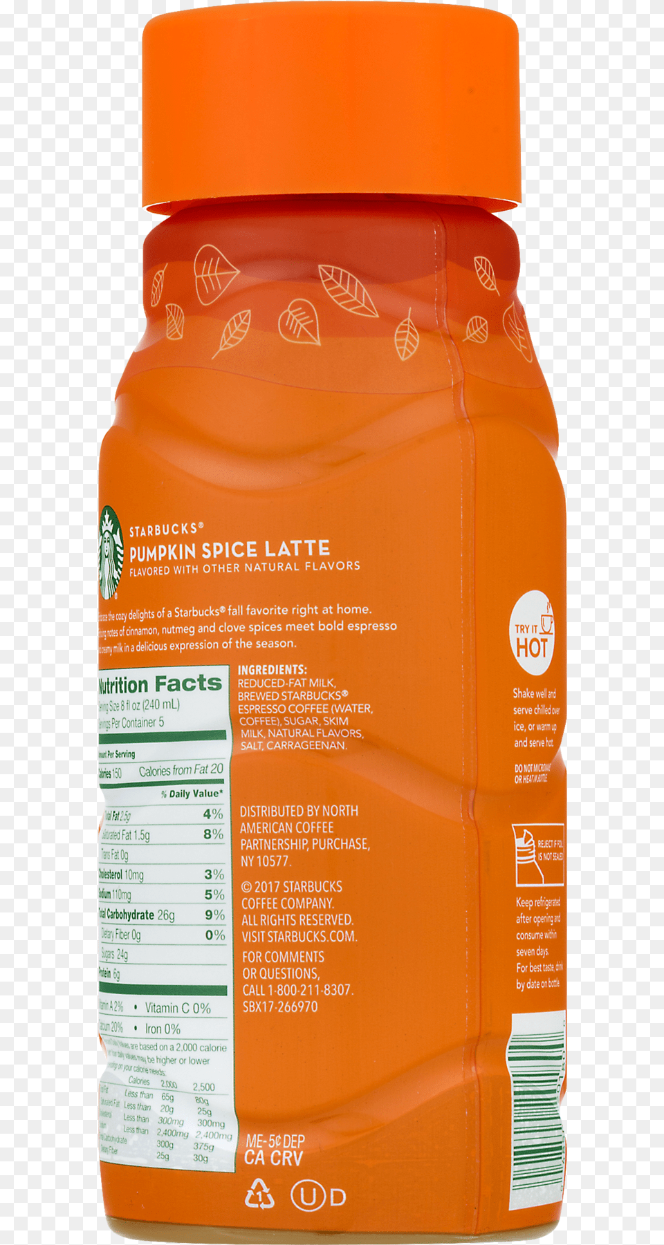 Starbucks Pumpkin Spice Latte Espresso Beverage 40 Plastic Bottle, Juice, Food, Fruit, Plant Free Png Download