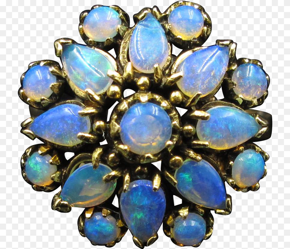 Starburst Blue Opal Cluster Estate Ring In 14k Gold Jewellery, Accessories, Gemstone, Jewelry, Ornament Png
